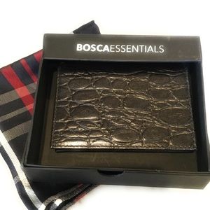 BOSCA Leather Card Holder w FREE VC Silk Square